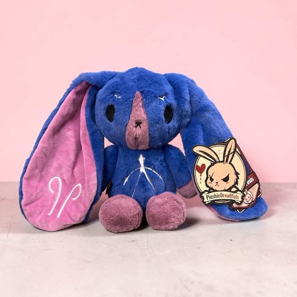 Plushie Dreadfuls Cystic Fibrosis Awareness Bunny Plush NWT Blue Pink